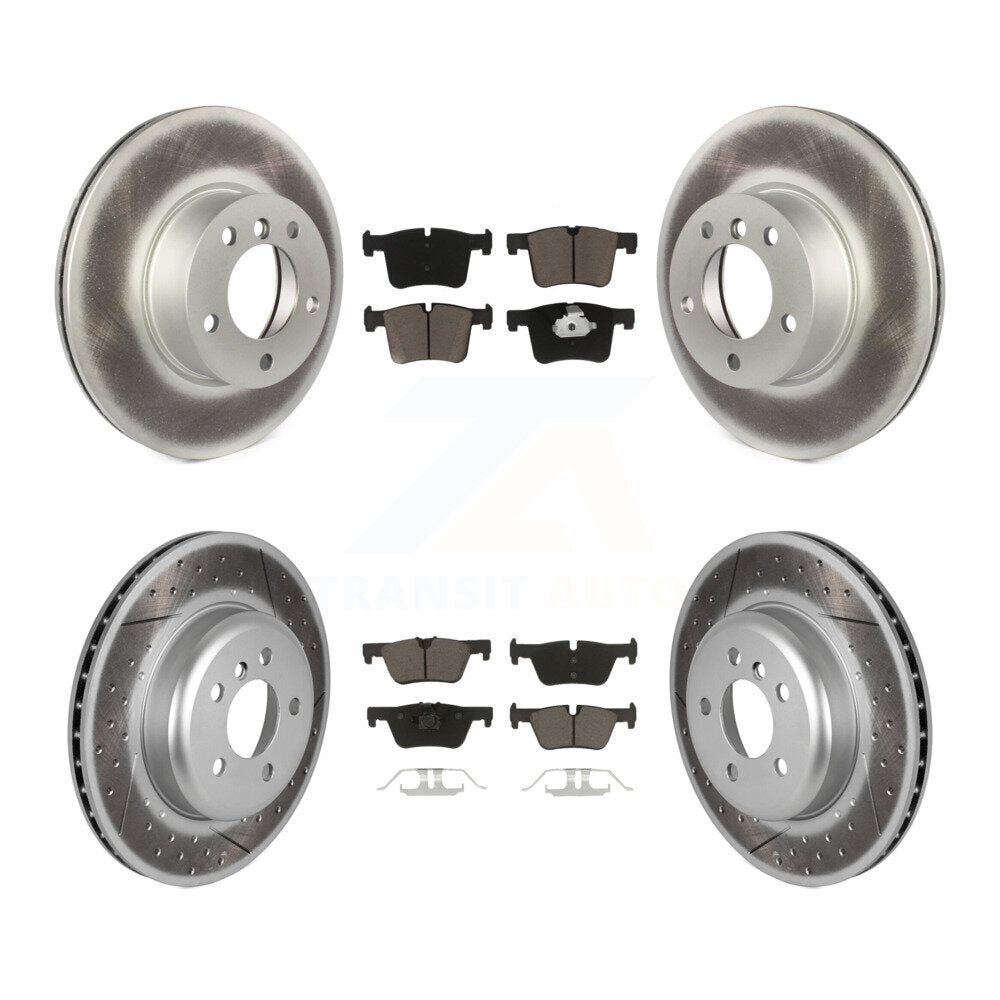 Front Rear Coated Disc Brake Rotors And Ceramic Pads Kit For BMW 328i GT xDrive