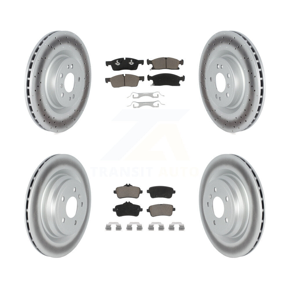 Front Rear Coated Disc Brake Rotors And Ceramic Pad Kit For Mercedes-Benz GLE400