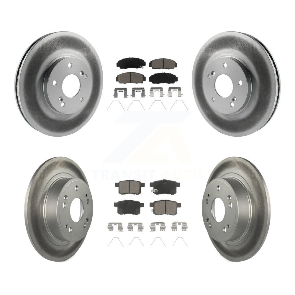 Front Rear Coated Disc Brake Rotors & Ceramic Pad Kit For Honda Accord Acura TSX