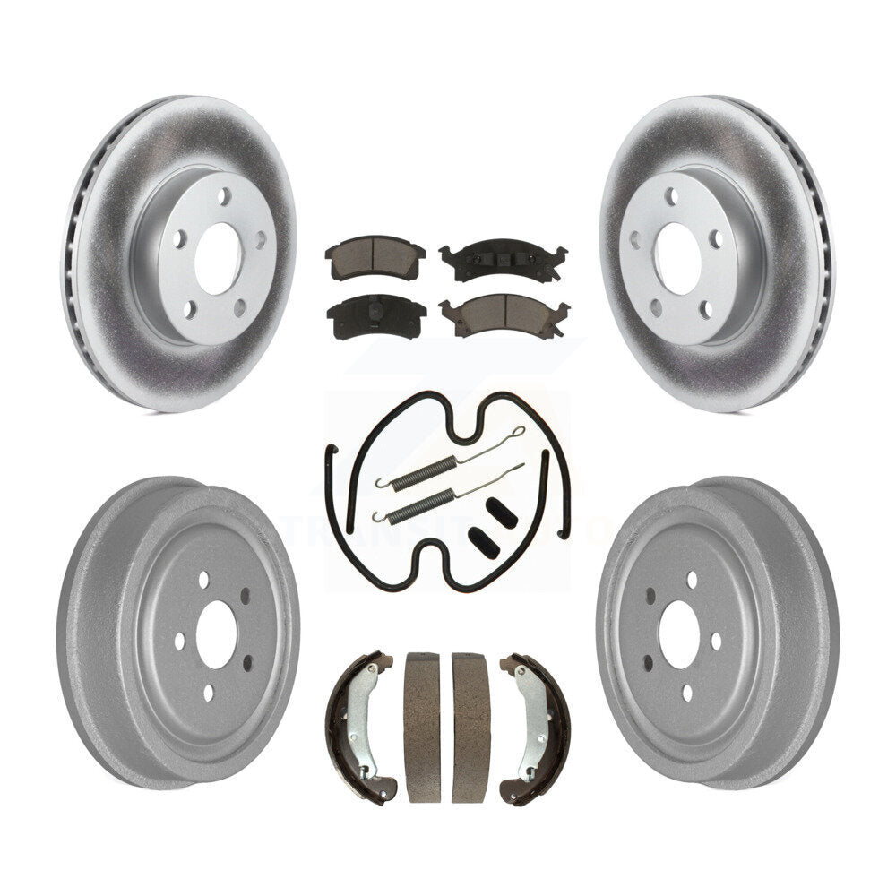 Front Rear Coated Brake Rotors Ceramic Pad Drum Kit (7Pc) For Chevrolet Cavalier