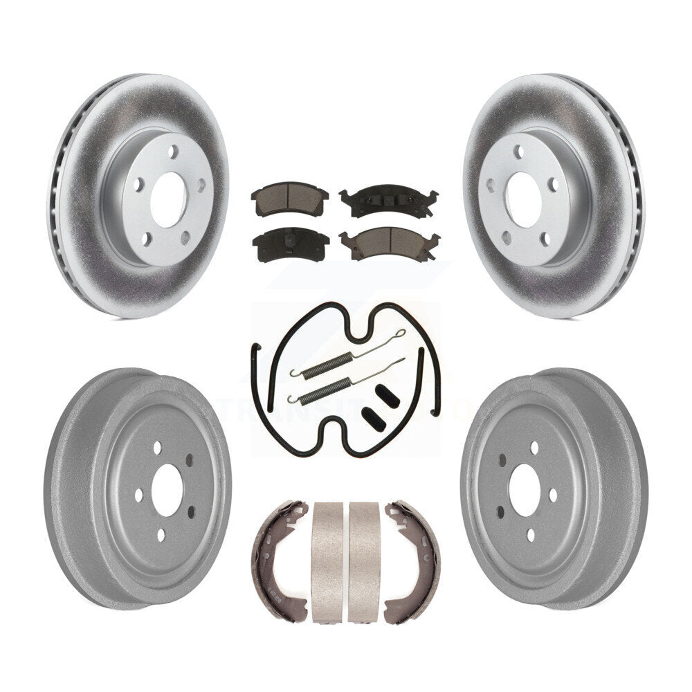 Front Rear Coated Brake Rotors Ceramic Pad Drum Kit (7Pc) For Chevrolet Cavalier
