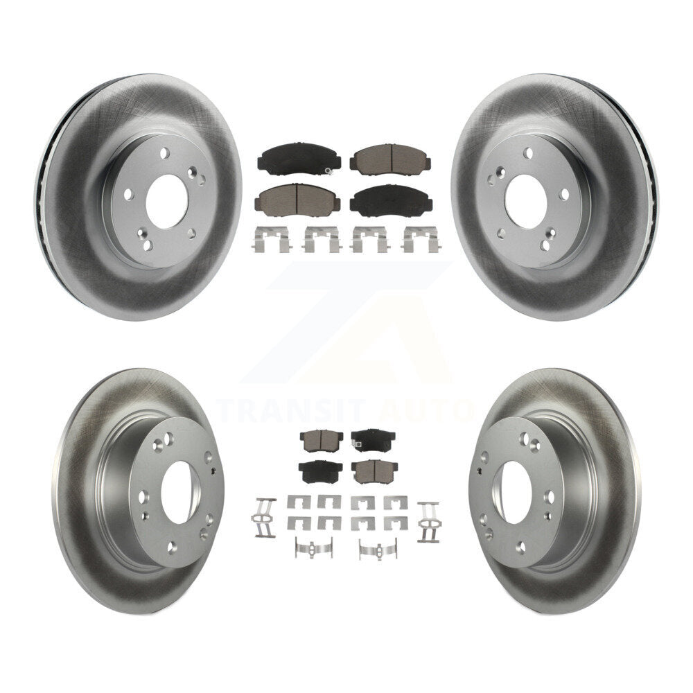 Front Rear Coated Disc Brake Rotors And Ceramic Pads Kit For Honda Accord