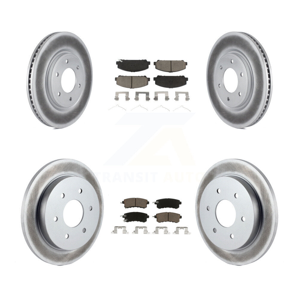 Front Rear Coated Brake Rotor Ceramic Pad Kit For Nissan Armada With Solid