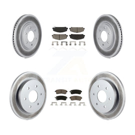 Front Rear Coated Brake Rotor Ceramic Pad Kit For Nissan Armada With Solid