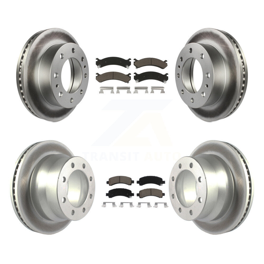 Front Rear Coated Disc Brake Rotors & Ceramic Pad Kit For Chevrolet Express 4500