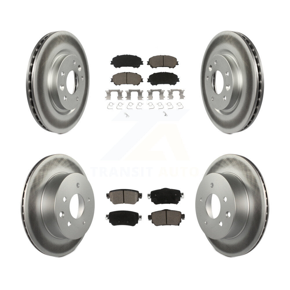 [Front+Rear] 2019 Nissan Rogue Sport S Premium Coated Rotors & Ceramic Pads Brake Kit For Max Braking