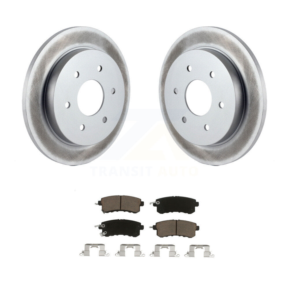 Rear Coated Brake Rotor Ceramic Pad Kit For 17-19 Nissan Armada With Solid