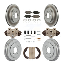 Charger l'image dans la galerie, Front Rear Coated Disc Brake Rotors Ceramic Pad &amp; Drum Kit (9Pc) For Honda Civic