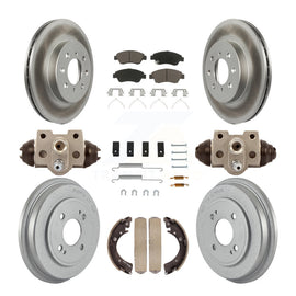 Front Rear Coated Disc Brake Rotors Ceramic Pad & Drum Kit (9Pc) For Honda Civic