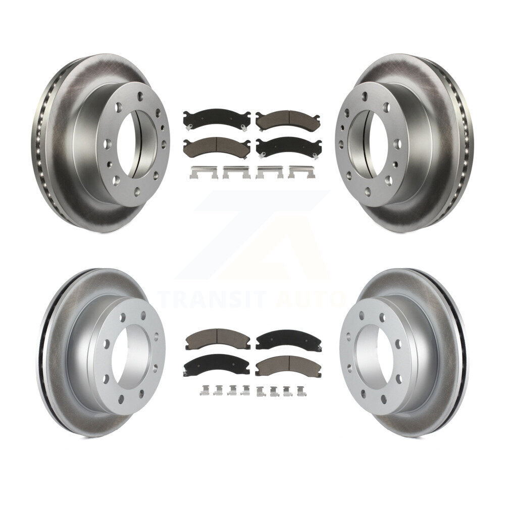Front Rear Coated Disc Brake Rotors & Ceramic Pad Kit For Chevrolet Express 4500