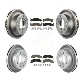 Front Rear Coated Disc Brake Rotors & Ceramic Pad Kit For Chevrolet Express 4500