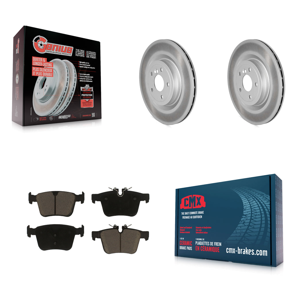 Rear Coated Disc Brake Rotors And Ceramic Pads Kit For Jaguar XE XF