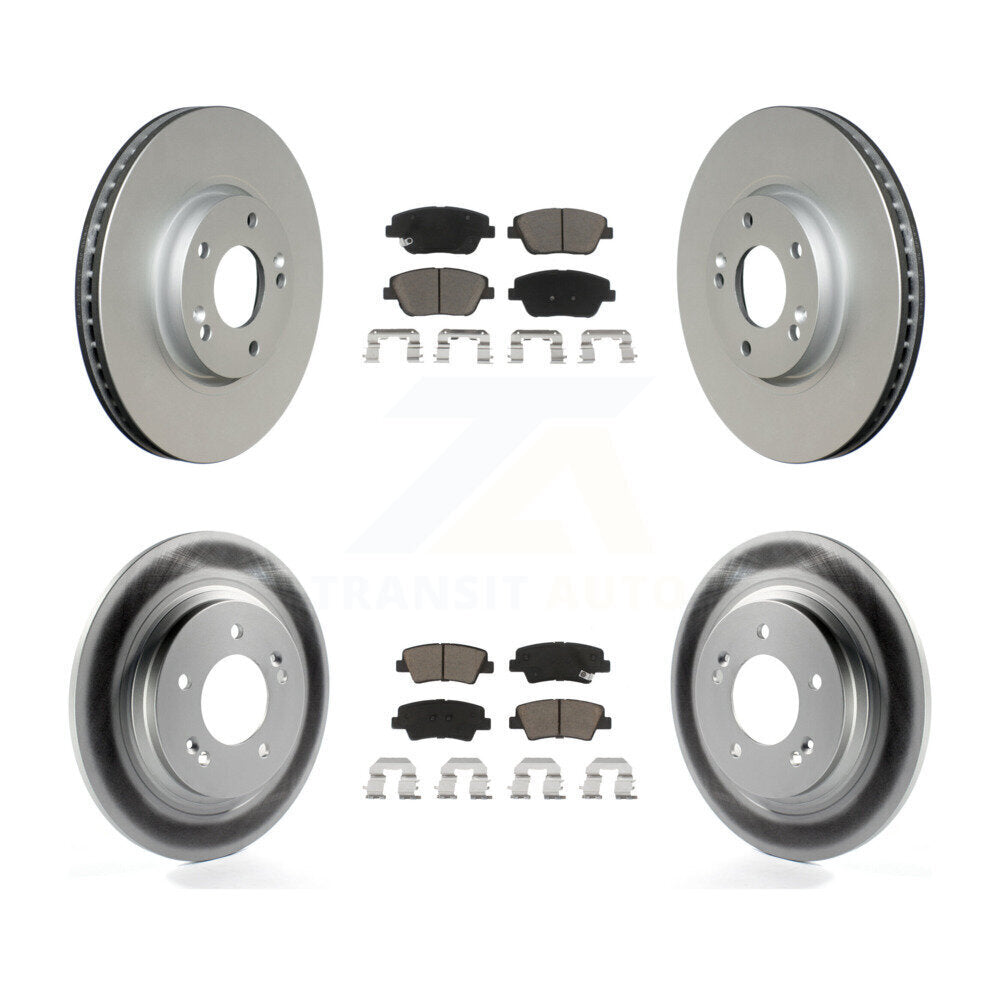 Front Rear Coated Disc Brake Rotors And Ceramic Pads Kit For Hyundai Sonata