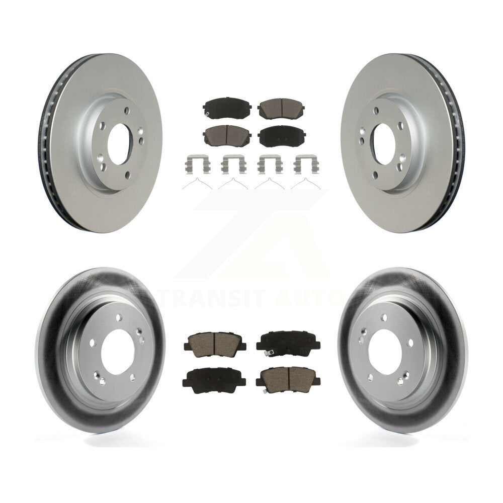 Front Rear Coated Disc Brake Rotors And Ceramic Pads Kit For Hyundai Sonata