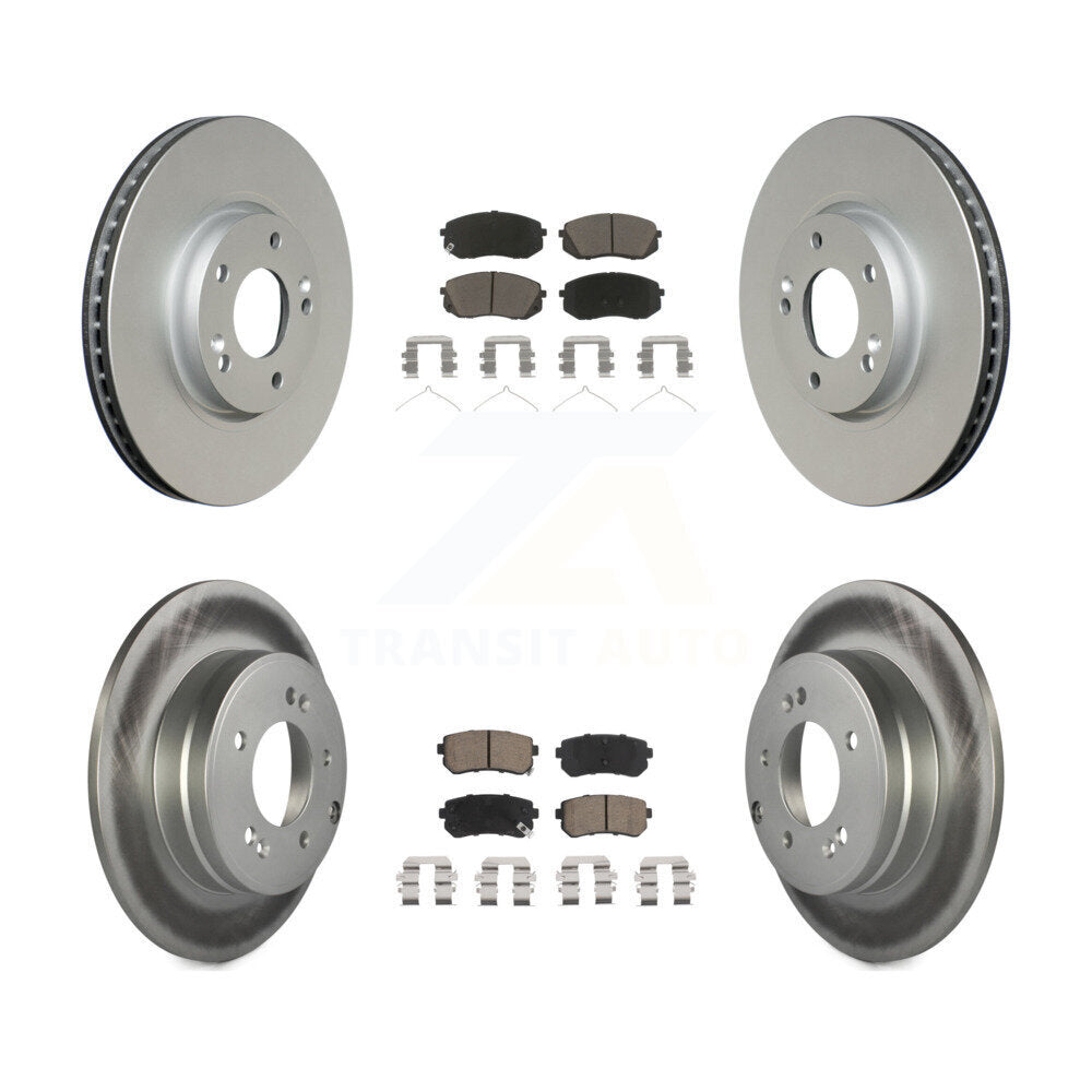 Front Rear Coated Disc Brake Rotors And Ceramic Pads Kit For Hyundai Sonata