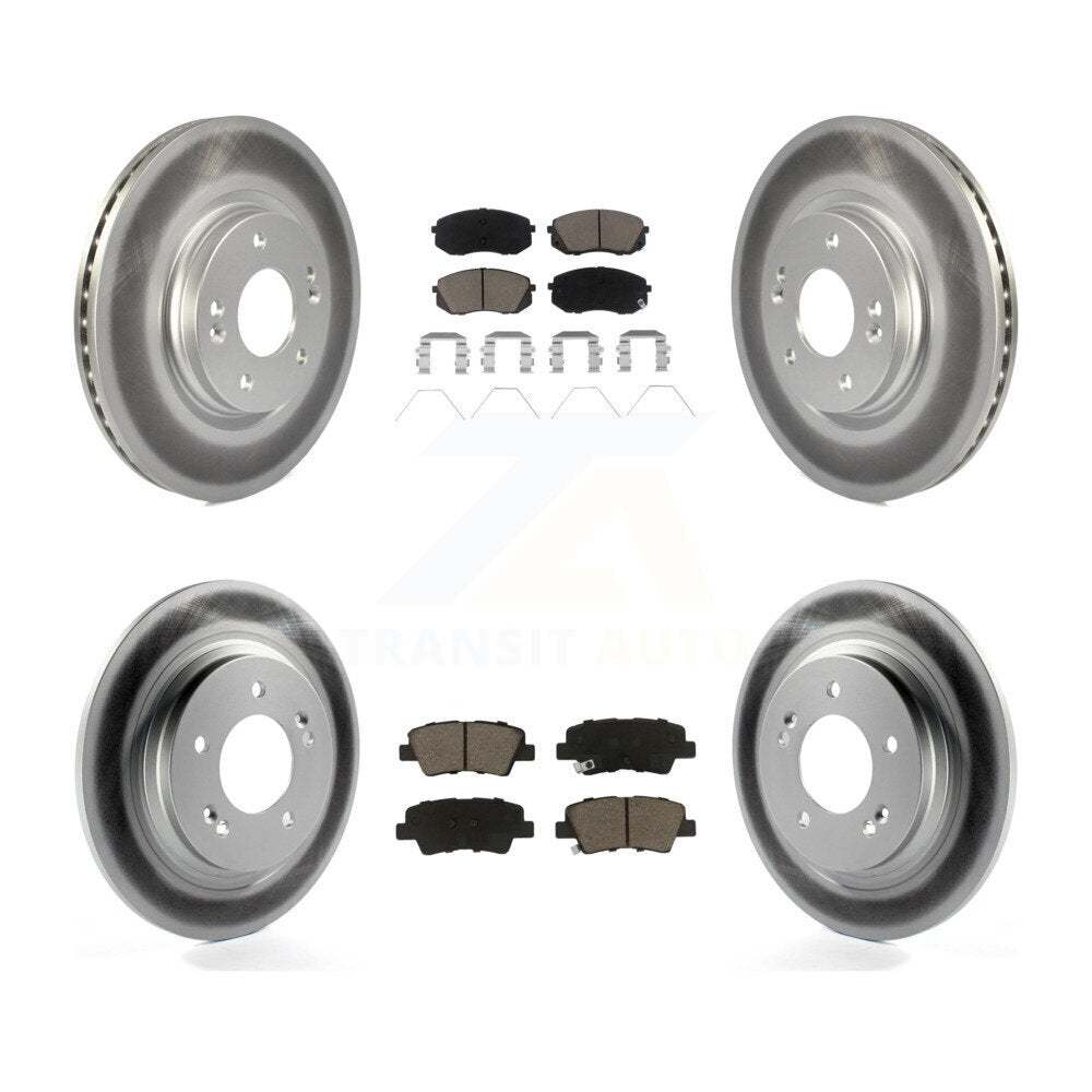 Front Rear Coated Brake Rotor & Ceramic Pad Kit For Hyundai Elantra GT Kia Forte