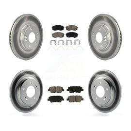 Front Rear Coated Brake Rotor & Ceramic Pad Kit For Hyundai Elantra GT Kia Forte