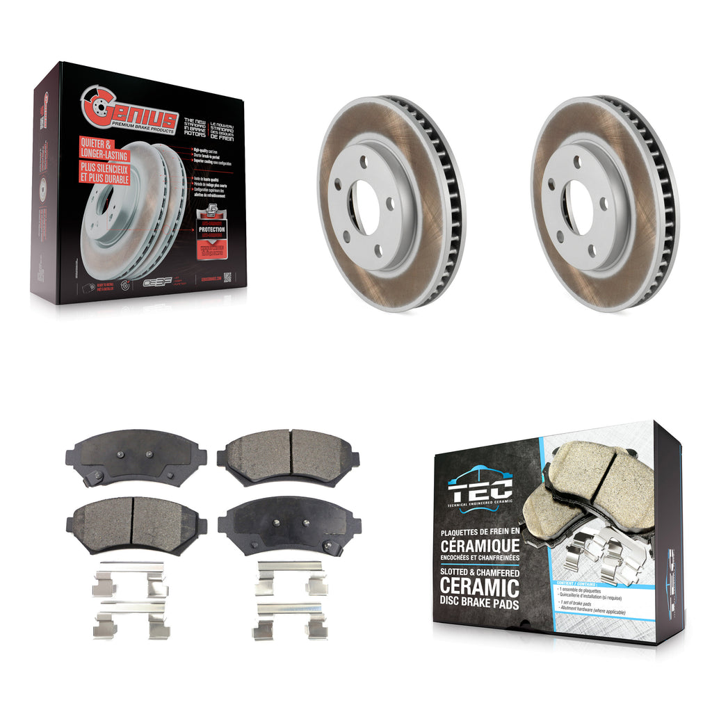 Front Coated Brake Rotor Ceramic Pad Kit For Buick LeSabre Century Pontiac Grand