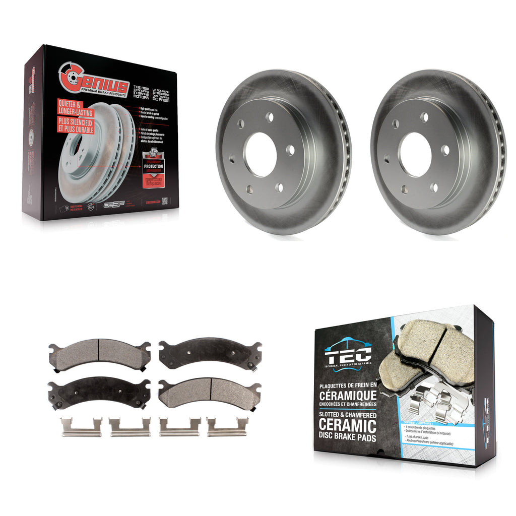 Front Coated Brake Rotor & Ceramic Pad Kit For Chevrolet Express 2500 GMC Savana