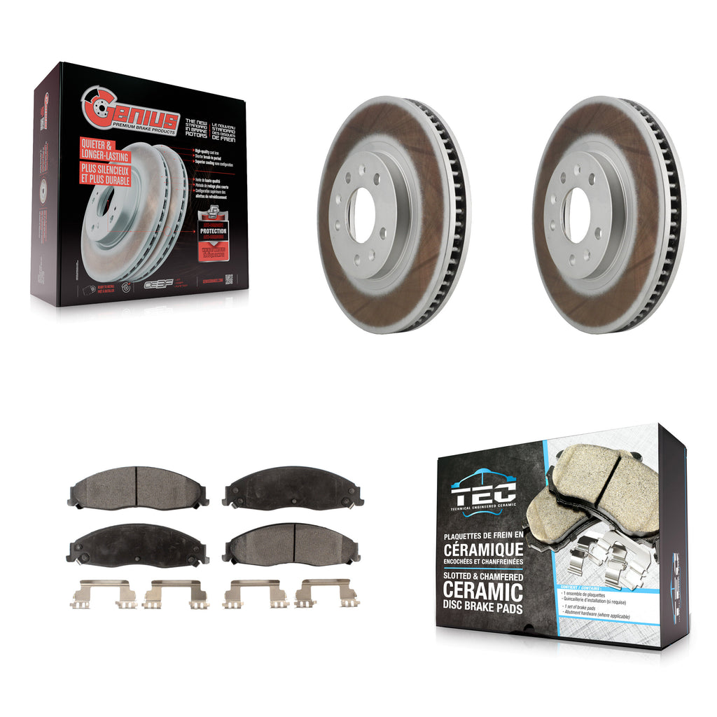 Front Coat Brake Rotor Ceramic Pad Kit For Cadillac CTS With Standard Suspension