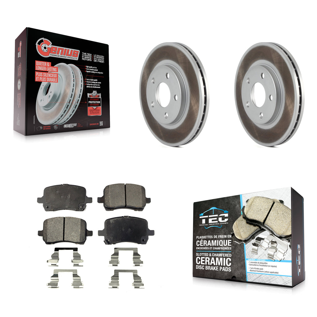 Front Coated Disc Brake Rotors And Ceramic Pads Kit For Chevrolet Malibu