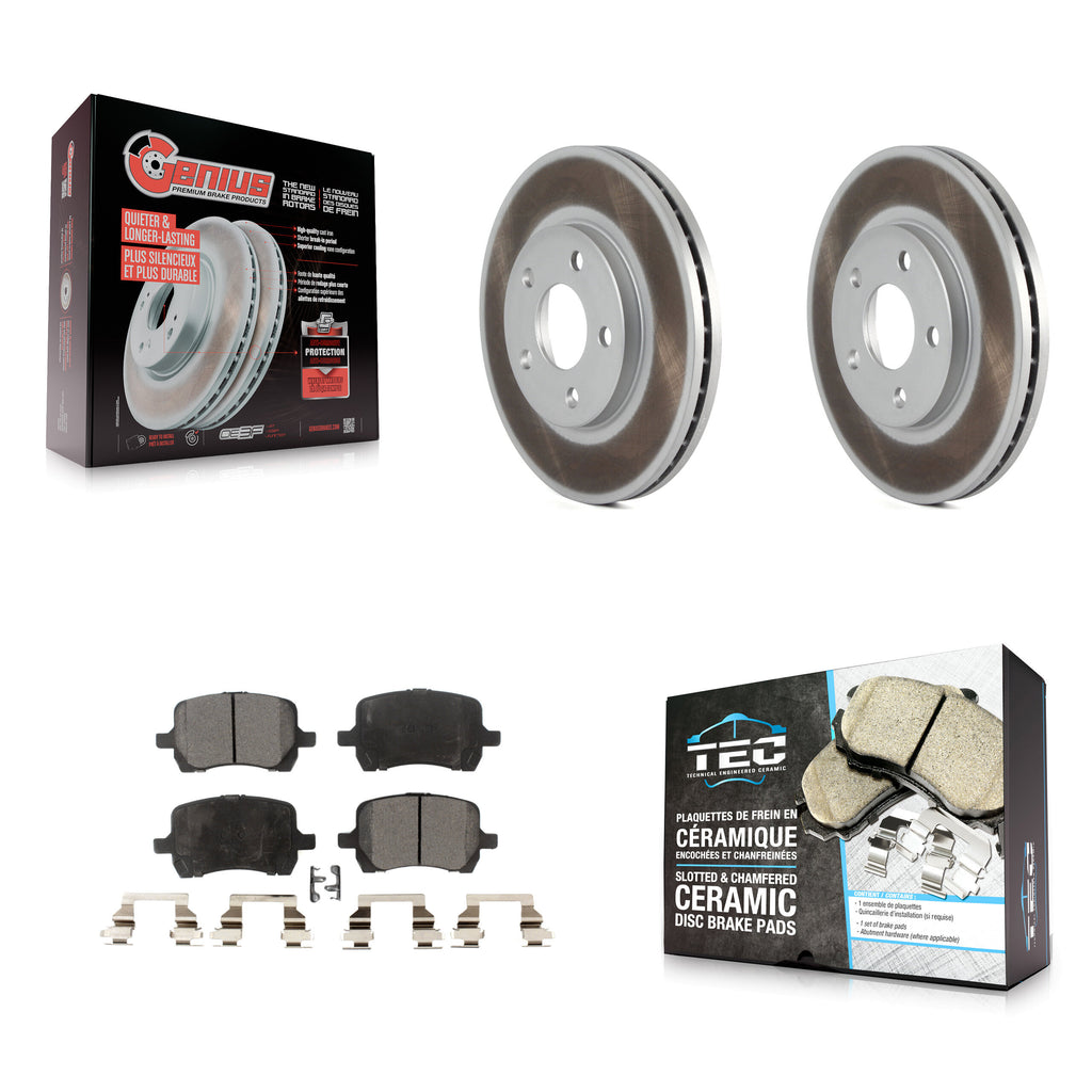Front Coated Disc Brake Rotors & Ceramic Pad Kit For Chevrolet Malibu Pontiac G6
