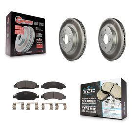 Front Coated Brake Rotor Ceramic Pad Kit For Chevrolet Silverado 1500 GMC Sierra