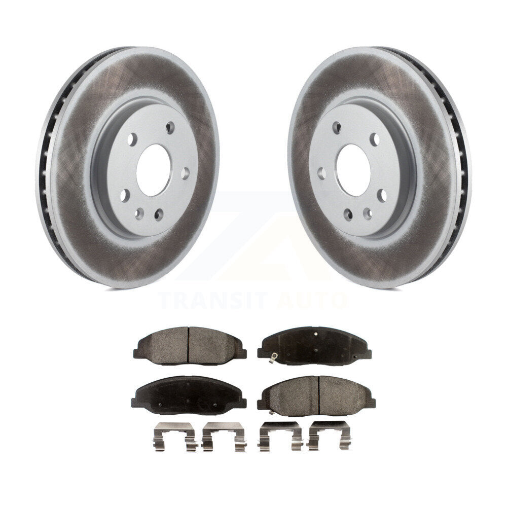 Front Coated Disc Brake Rotors And Ceramic Pads Kit For Cadillac CTS