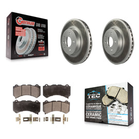 Front Coated Disc Brake Rotors And Ceramic Pads Kit For Cadillac ATS V