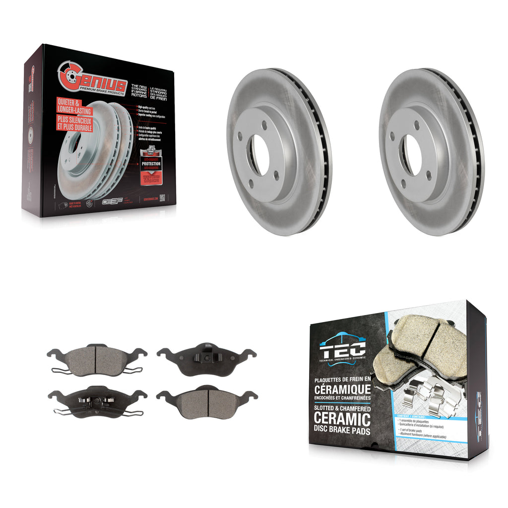 Front Coated Disc Brake Rotors And Ceramic Pads Kit For Ford Focus
