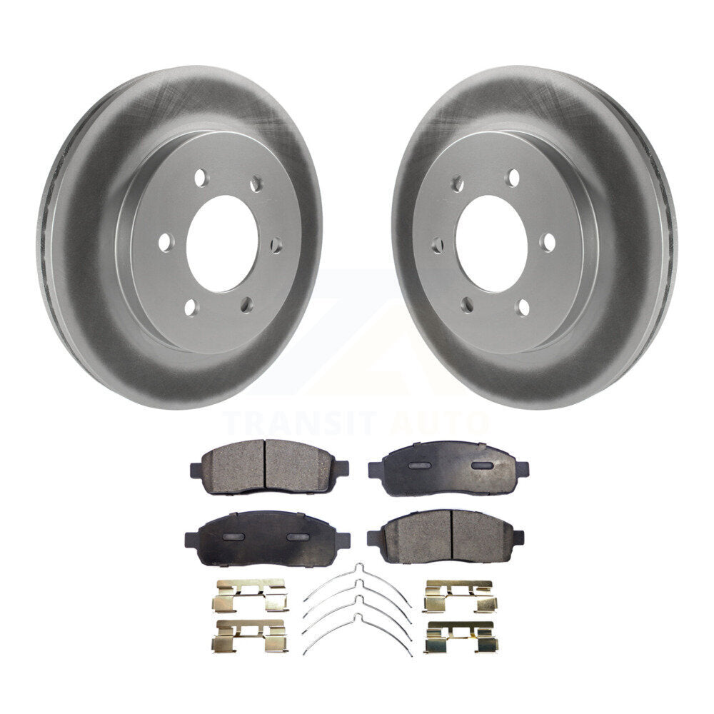 Front Coated Disc Brake Rotor Ceramic Pad Kit For Ford F-150 Lincoln Mark LT 4WD