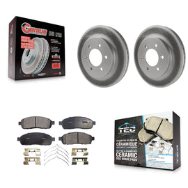 Front Coated Disc Brake Rotor Ceramic Pad Kit For Ford F-150 Lincoln Mark LT 4WD