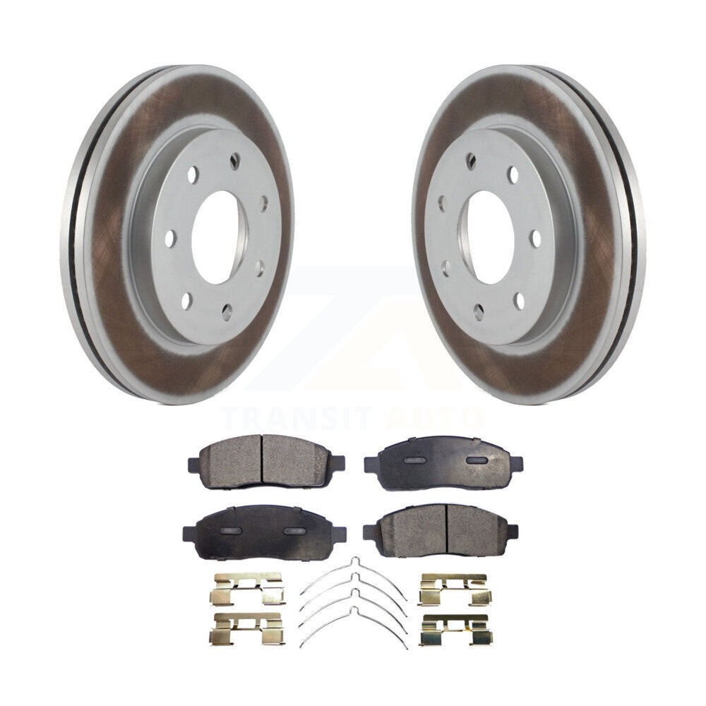 Front Coated Disc Brake Rotor Ceramic Pad Kit For Ford F-150 Lincoln Mark LT 4WD