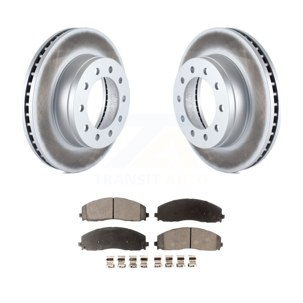 Front Coated Disc Brake Rotors & Ceramic Pad Kit For Ford F-350 Super Duty F-250