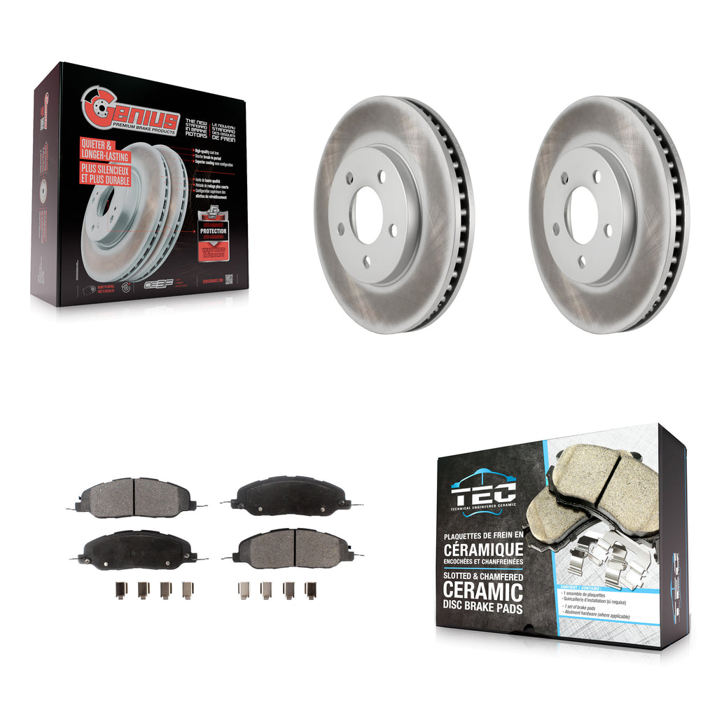 [Front] 2005-2010 Ford Mustang Base Premium Coated Rotors & Ceramic Pads Brake Kit For Max Braking