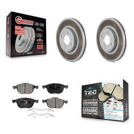 [Front] 2005-2007 Ford Focus Premium Coated Rotors & Ceramic Pads Brake Kit For Max Braking