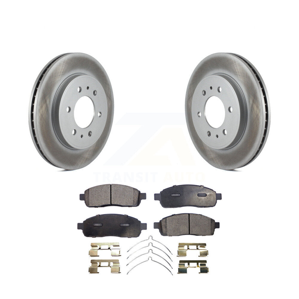 Front Coated Brake Rotor & Ceramic Pad Kit For 2009 Ford F-150 With 6 Lug Wheels