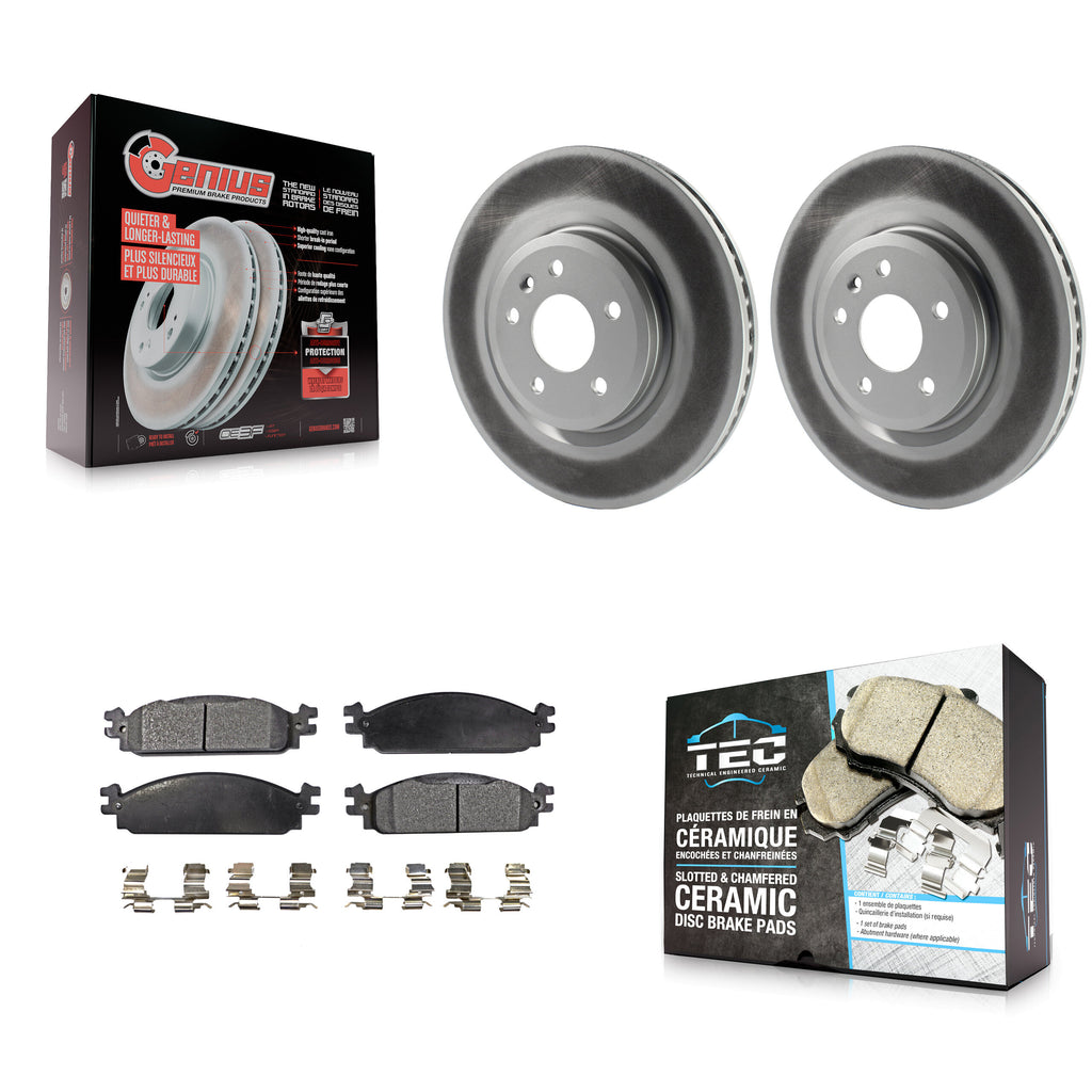 [Front] 2009-2010 Lincoln MKS Premium Coated Rotors & Ceramic Pads Brake Kit For Max Braking