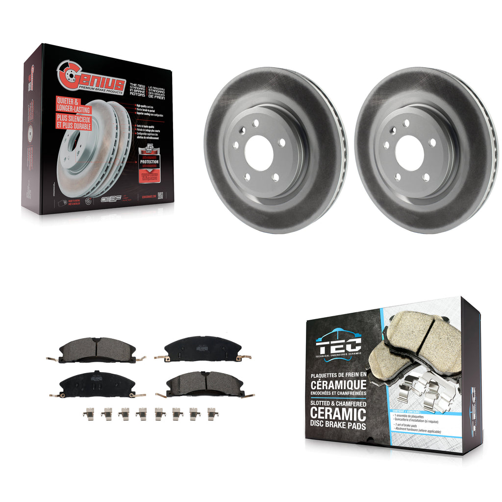 [Front] 2013 Ford Explorer Sport Premium Coated Rotors & Ceramic Pads Brake Kit For Max Braking