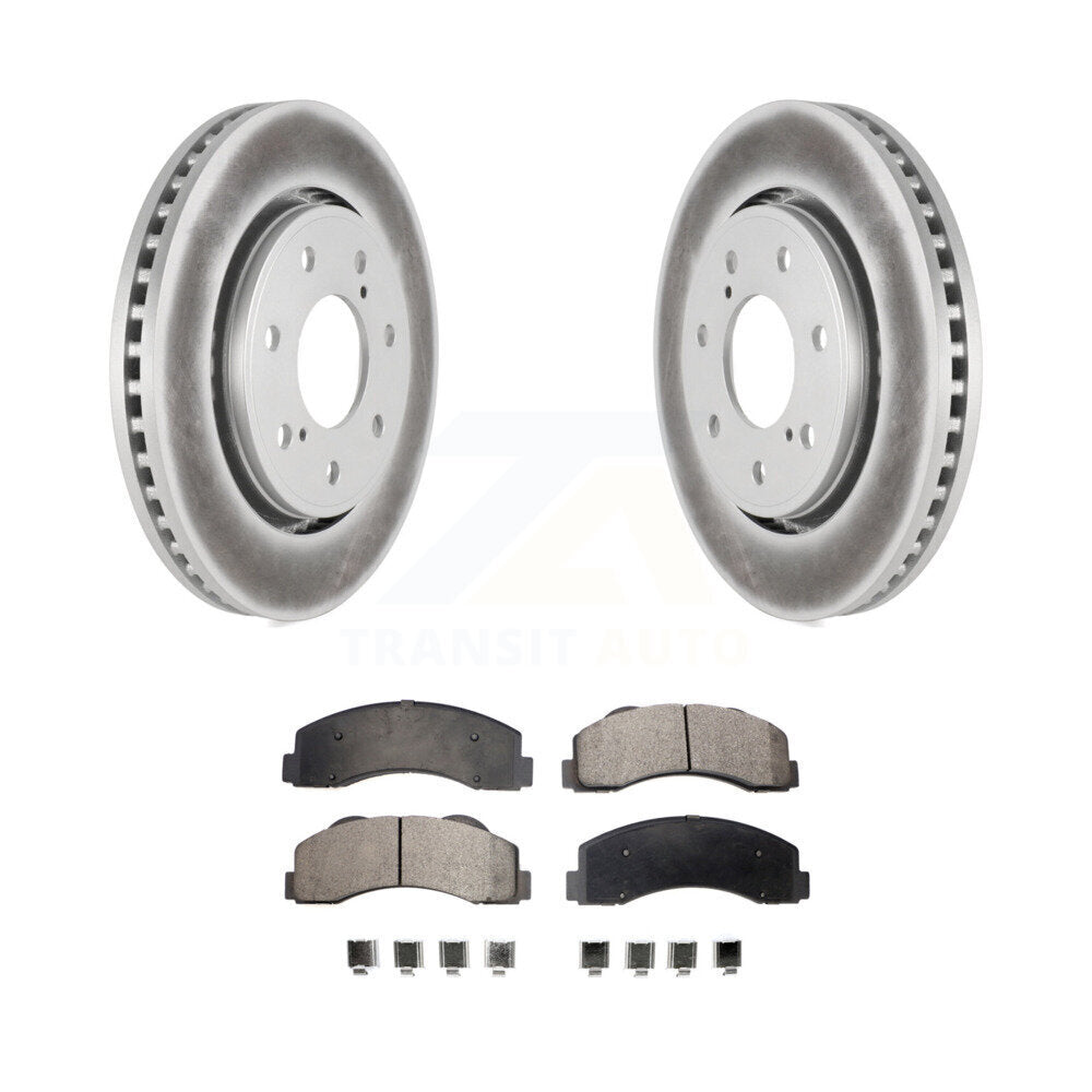 Front Coated Brake Rotors Ceramic Pad Kit For 10-14 Ford F-150 With 7 Lug Wheels