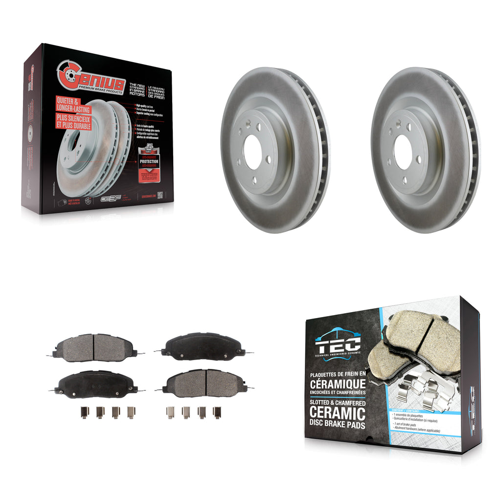Front Coated Disc Brake Rotors And Ceramic Pads Kit For Ford Mustang