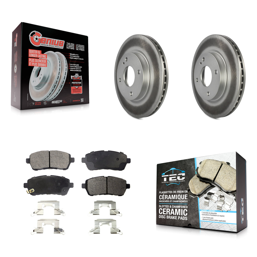 Front Coated Disc Brake Rotors And Ceramic Pads Kit For Ford Fiesta