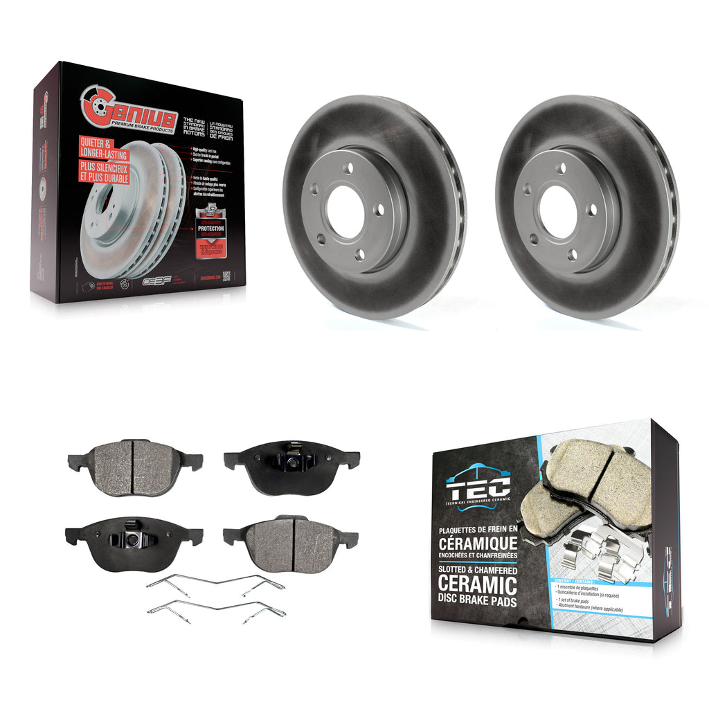 Front Coated Disc Brake Rotors And Ceramic Pads Kit For Ford Focus C-Max