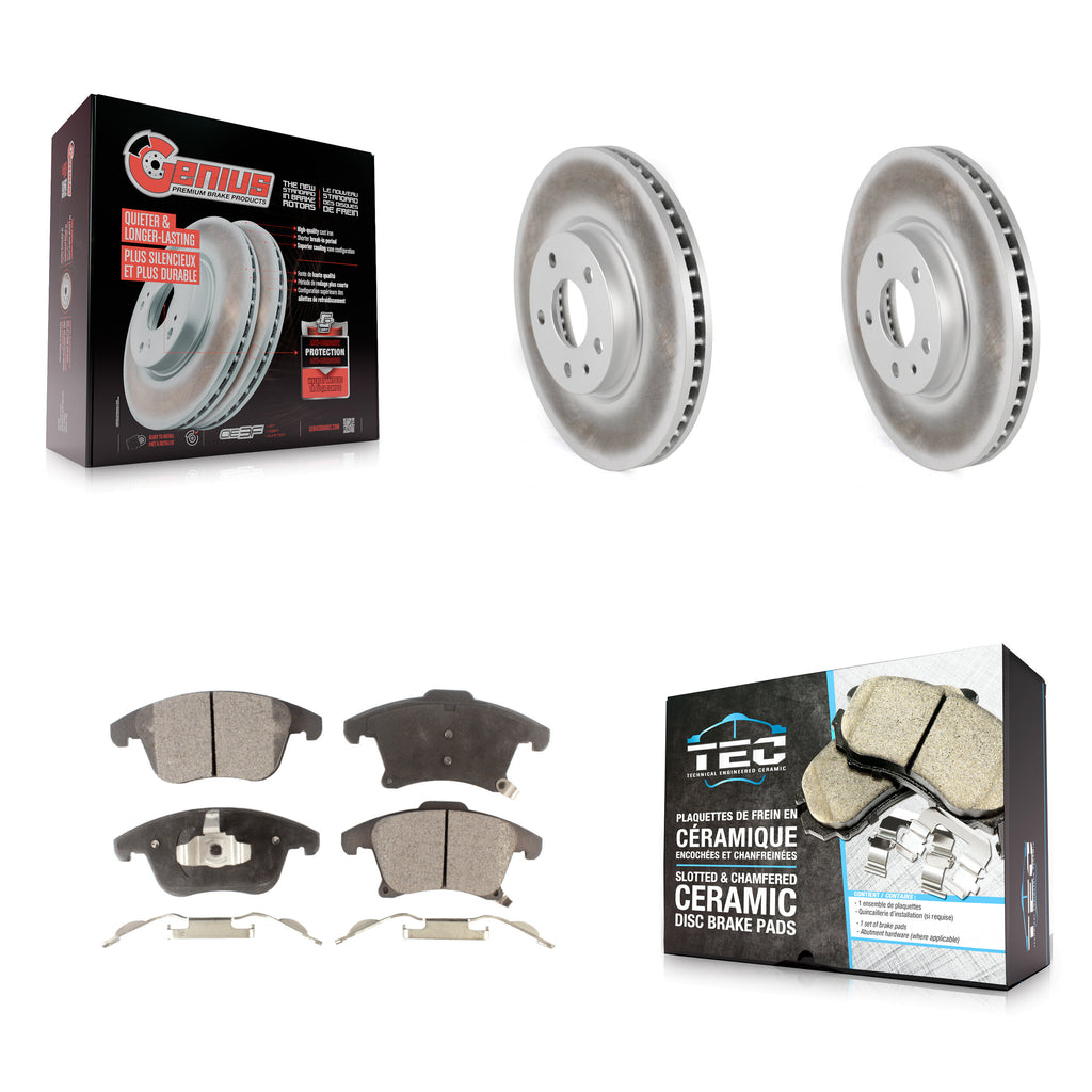 Front Coated Disc Brake Rotors And Ceramic Pads Kit For Ford Fusion Lincoln MKZ