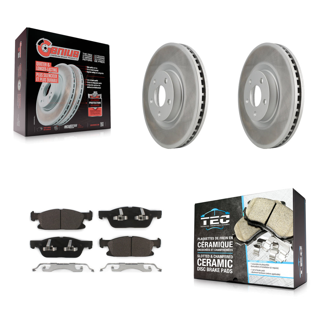 Front Coated Disc Brake Rotors And Ceramic Pads Kit For Ford Edge
