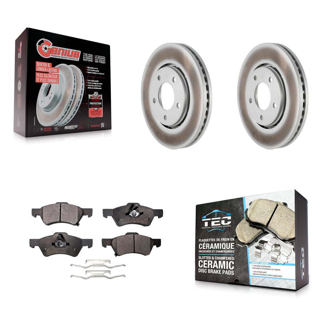 Front Coated Disc Brake Rotor Ceramic Pad Kit For Dodge Caravan Chrysler Voyager