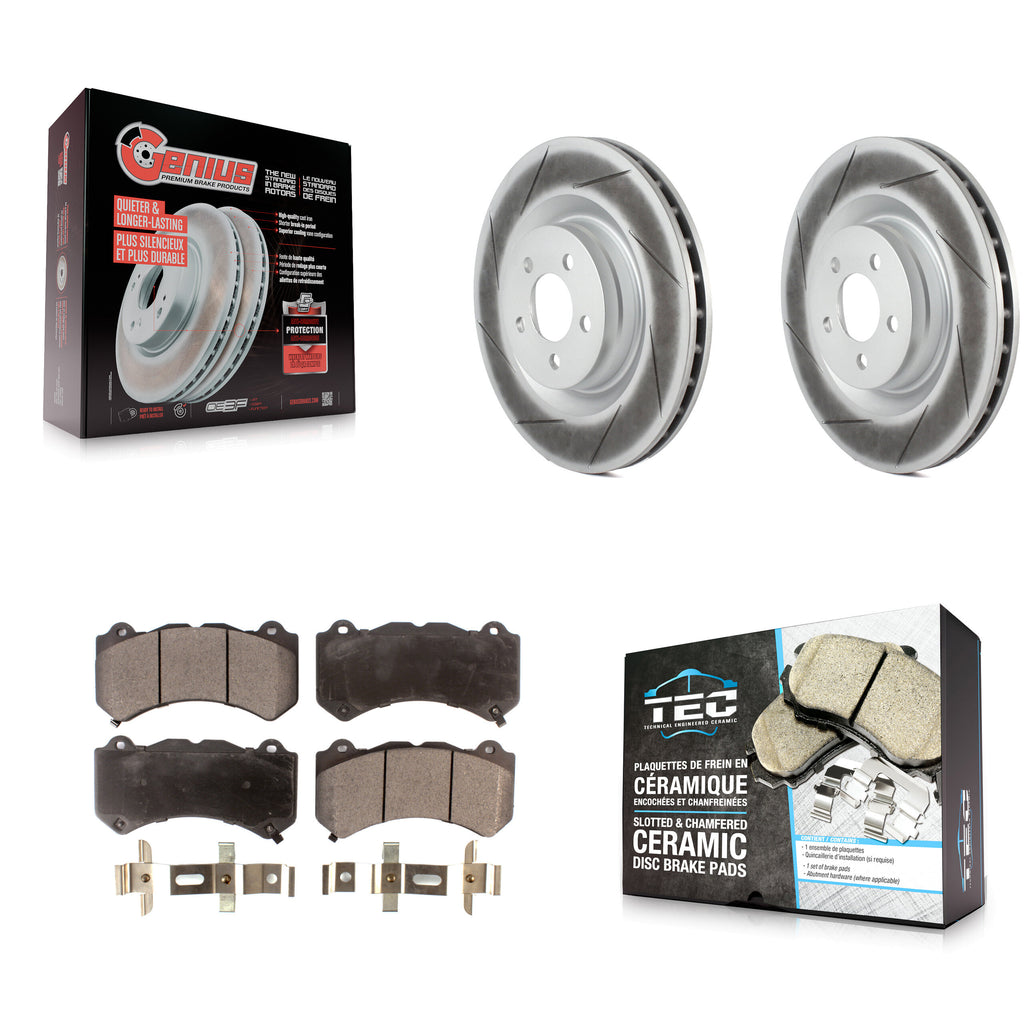 Front Coated Disc Brake Rotors And Ceramic Pads Kit For Dodge Challenger Charger