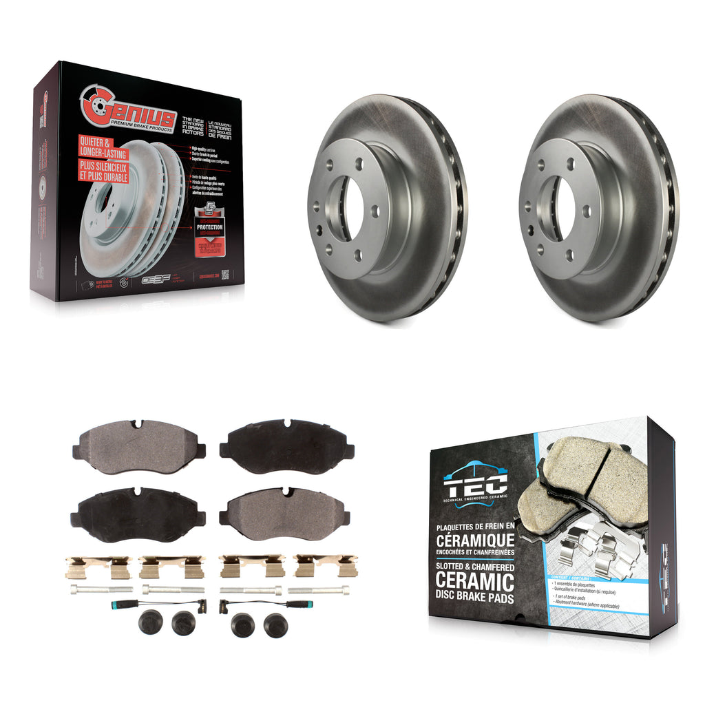 Front Coated Brake Rotor & Ceramic Pad Kit For Sprinter 2500 Mercedes-Benz Dodge