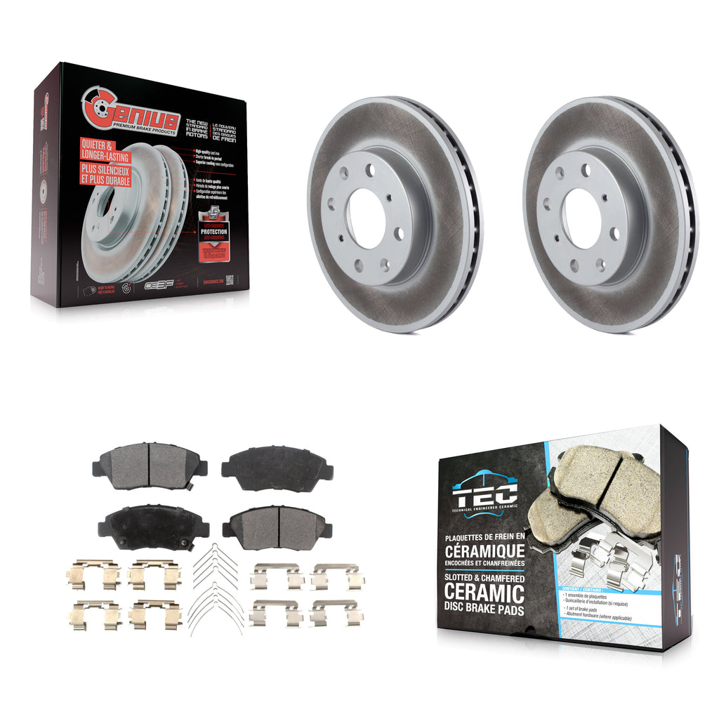 Front Coated Disc Brake Rotors And Ceramic Pads Kit For Honda Civic