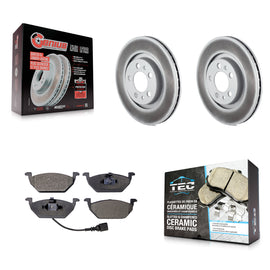 Front Coated Brake Rotor & Ceramic Pad Kit For Volkswagen Jetta Beetle Golf City
